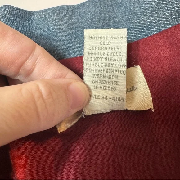 Out Of The Blue J Jill Women's Denim Patchwork Tapestry Lined Jean Jacket Sz XL - Picture 5 of 13